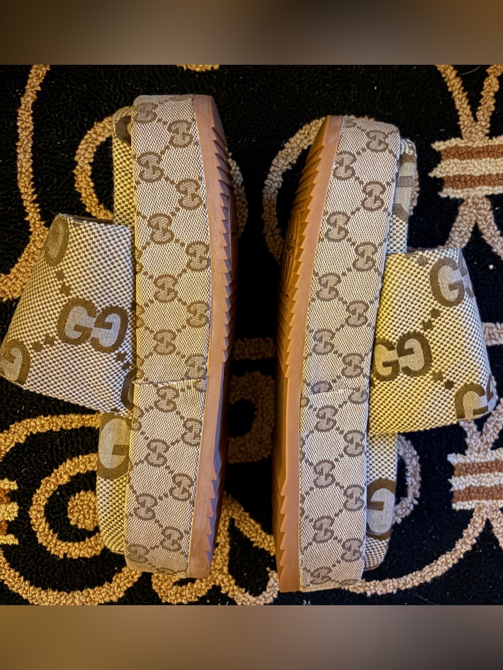 Gucci Brown Monogram Canvas Slide Sandals. Please check pictures for details - Picture 12 of 15